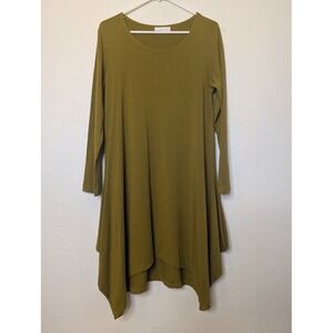 Bryn Walker Women Size Small Dress Green Lagenlook Asymmetrical Long Sleeve Boho